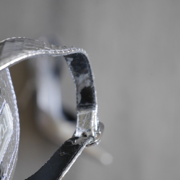 TOPSHOP silver point toe sling back stilettos | size 6.5 - Picture 5 of 6